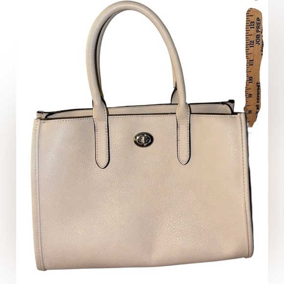 Rae Dunn Cream Satchel with Turnlock Closure - Picture 4 of 6